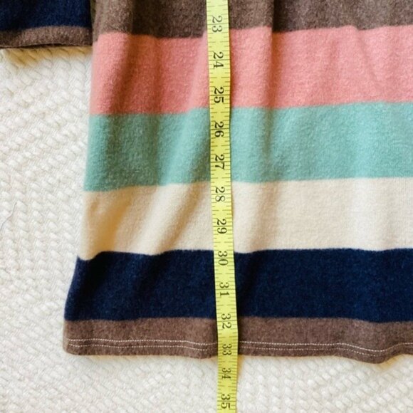 Multicolor Striped Fleece Long Sleeve Casual Dress By GeeGee Soft & Cozy Size S - Picture 7 of 8